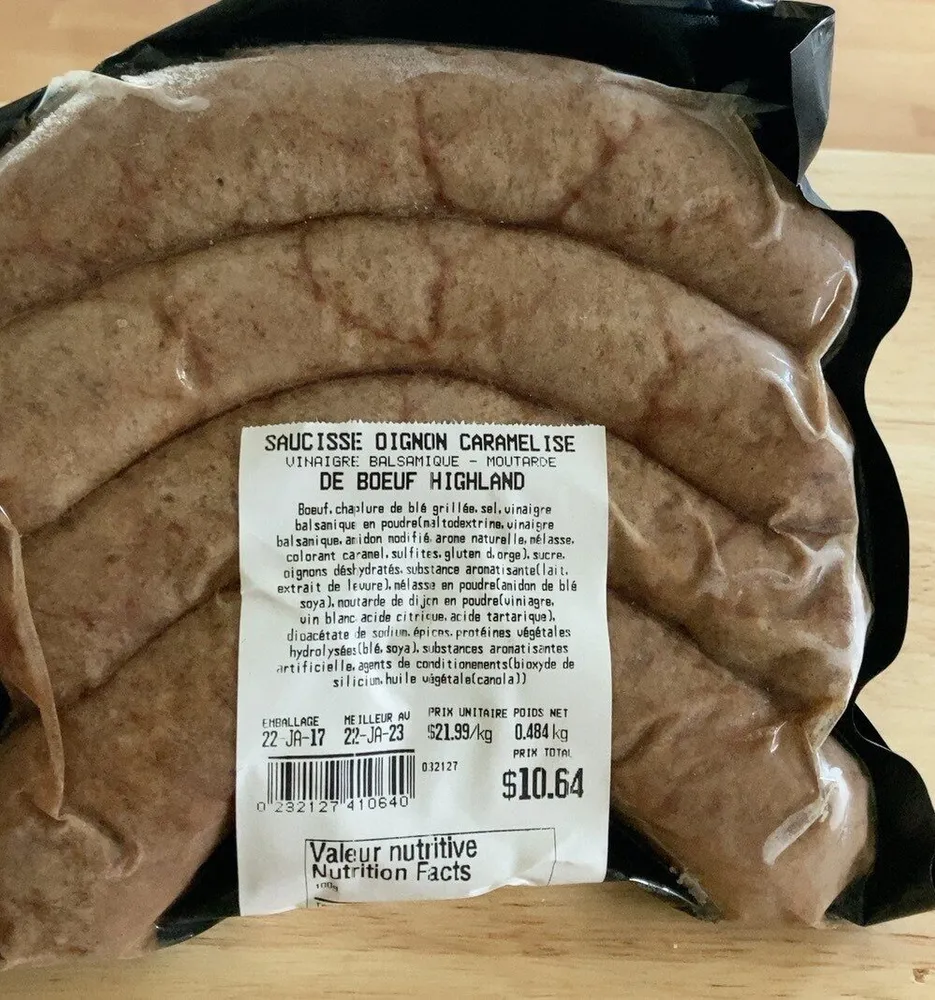 Saucisse oignon caramelise de boeuf highland