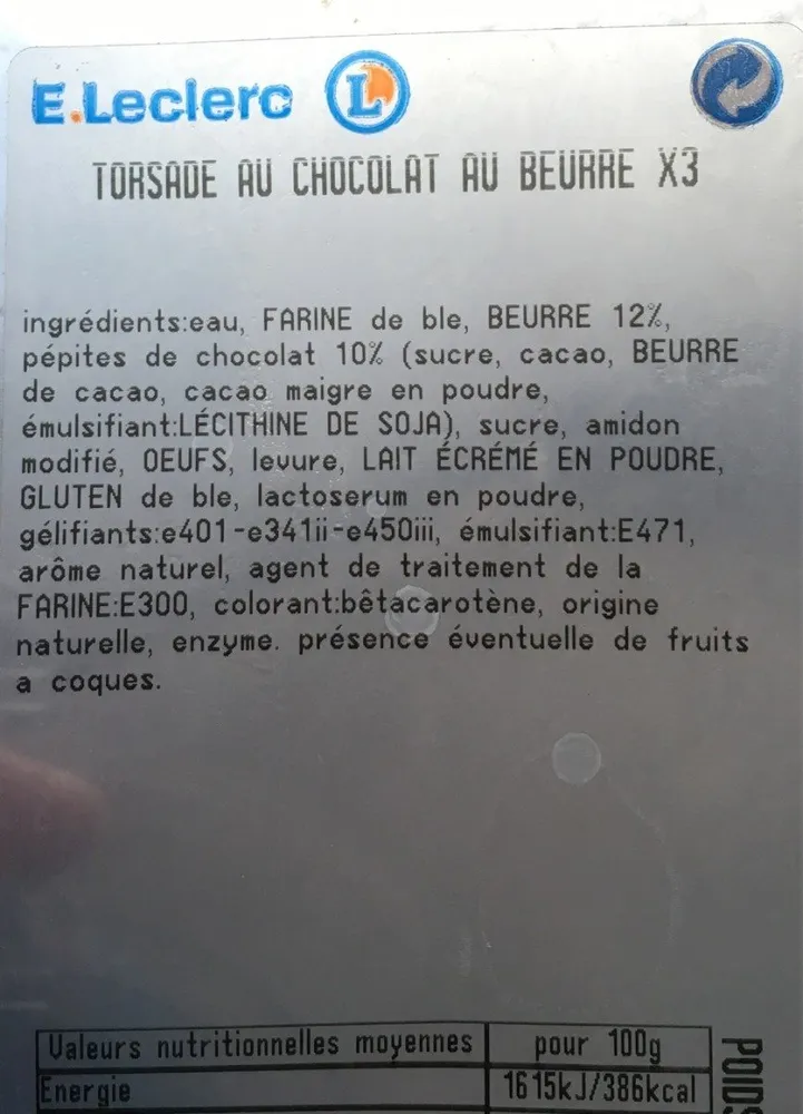 Torsade au chocolat au beurre
