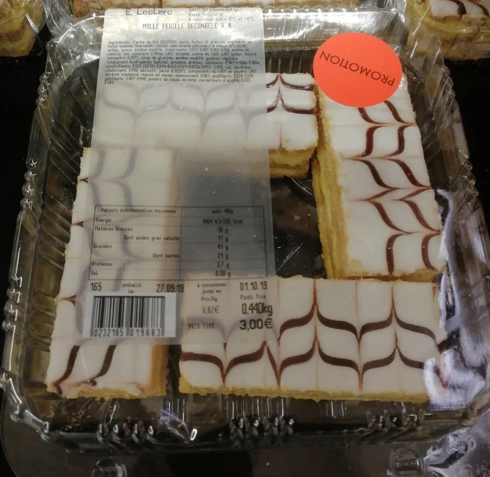 Mille Feuille décongelé x4 Leclerc