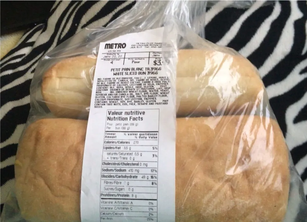 White sliced buns 396G