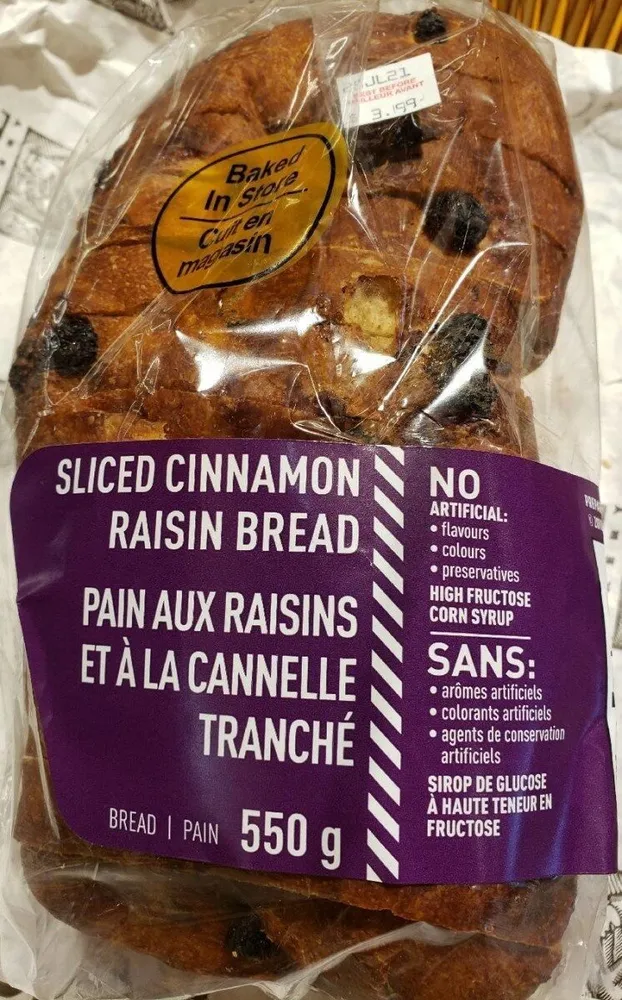Slice cinnamon raisin bread