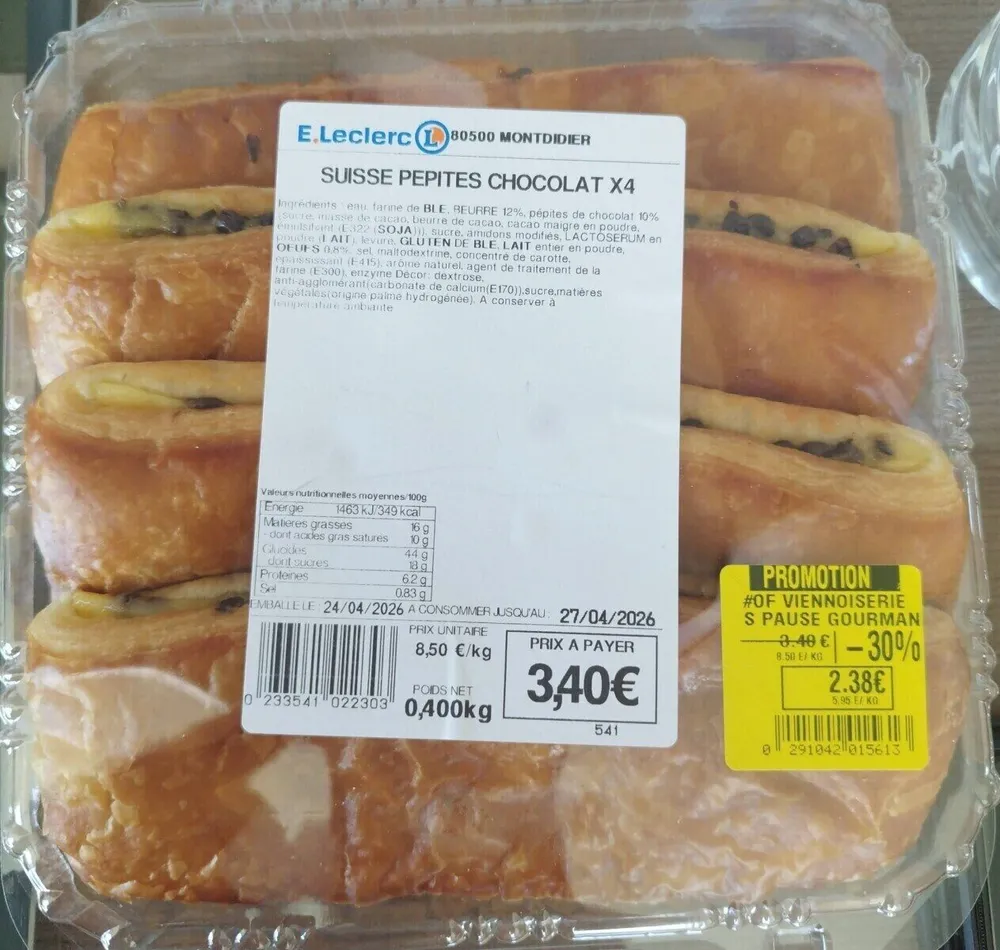 Suisse pépites chocolat × 4