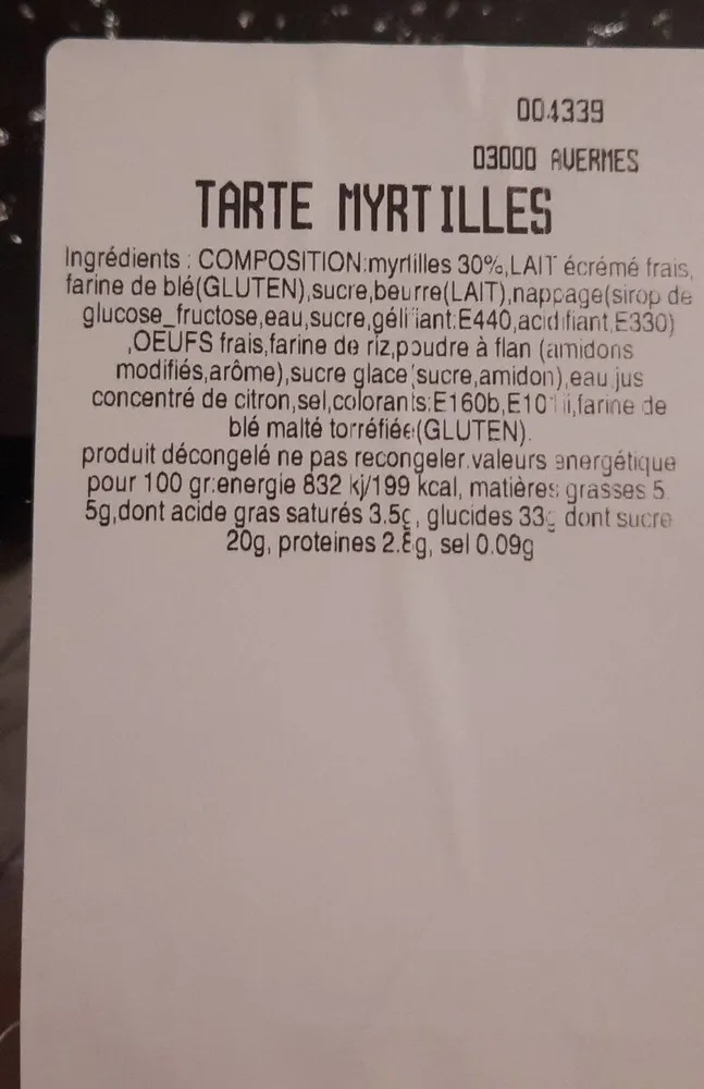 Tarte myrtilles