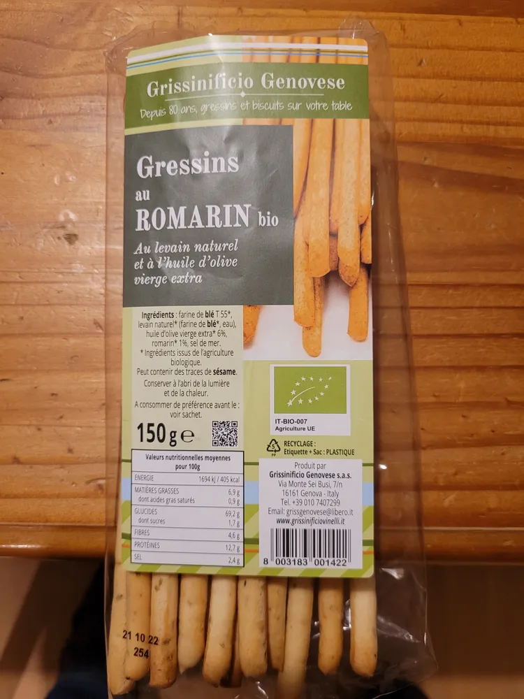 Gressins au romarin bio