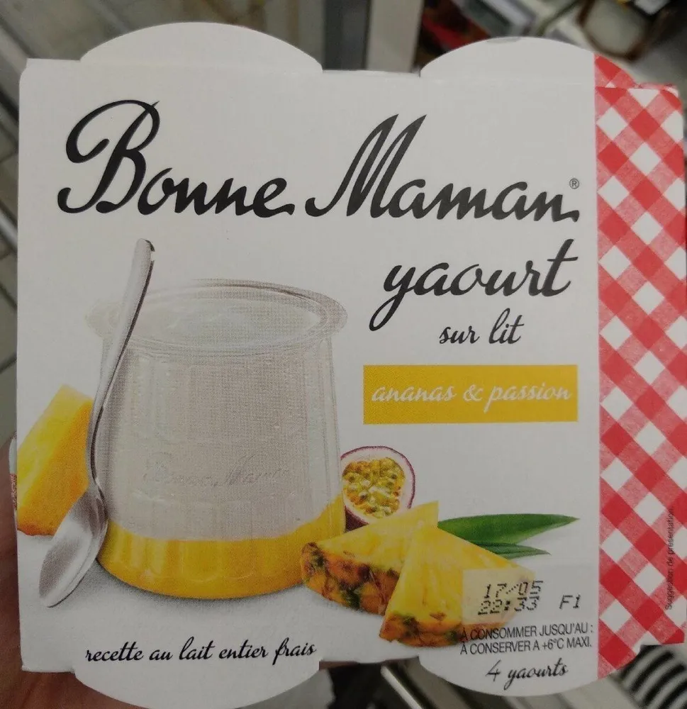 Yaourt sur lit Ananas Passion bonne maman