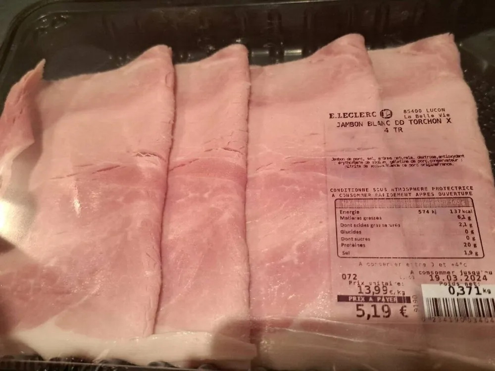 Jambon blanc DD torchon X 4 tr