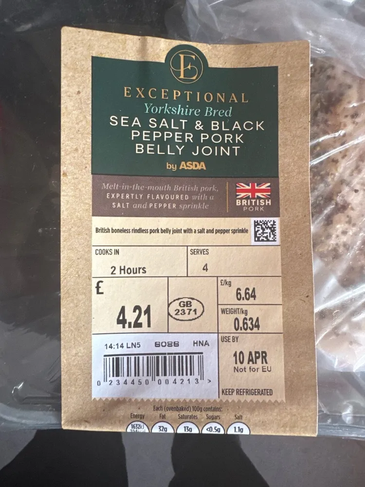 Sea Salt & Black Pepper Pork Belly Joint