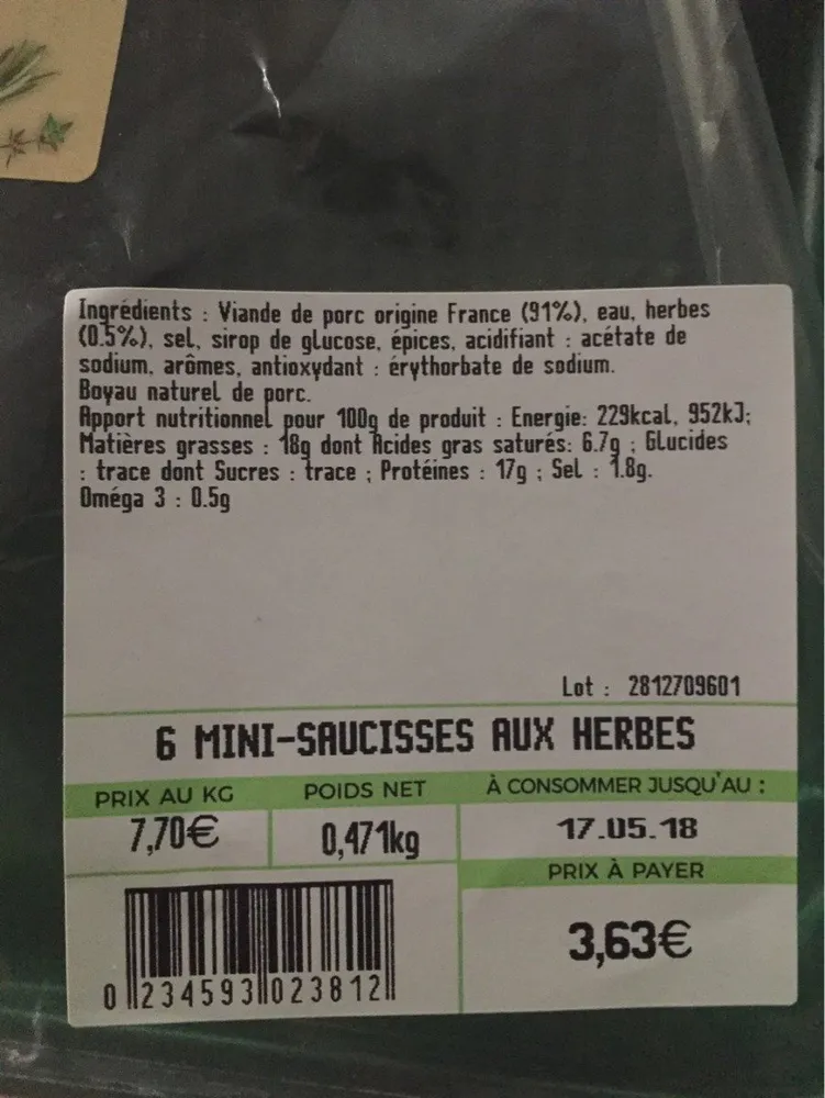 Saucisses  aux herbes