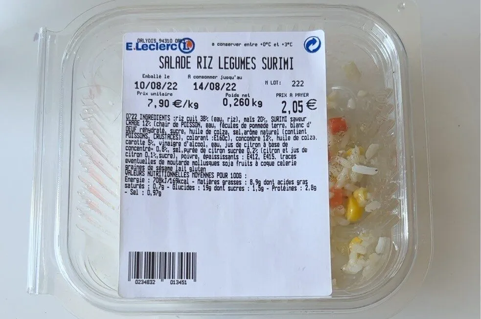 Salade riz legumes surimi