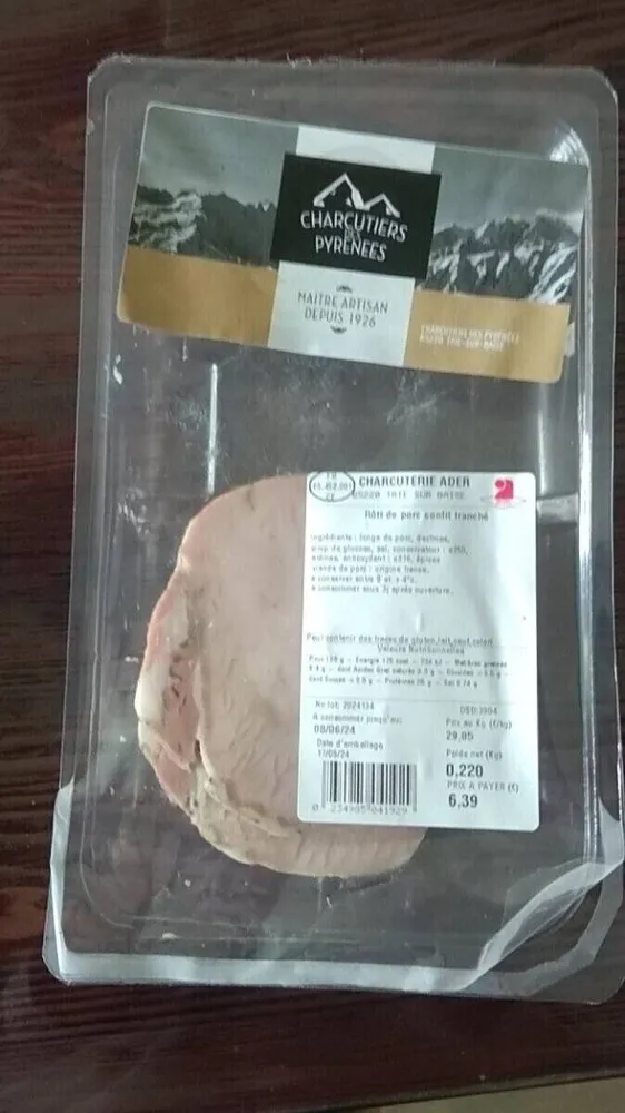Rôti de porc confit tranché