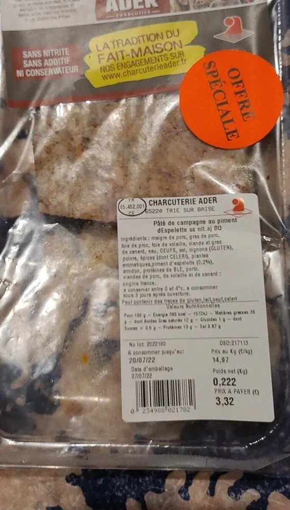 Paté de campagne au pent d'Espelette