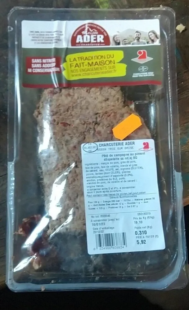 Pâte de campagne au piment
