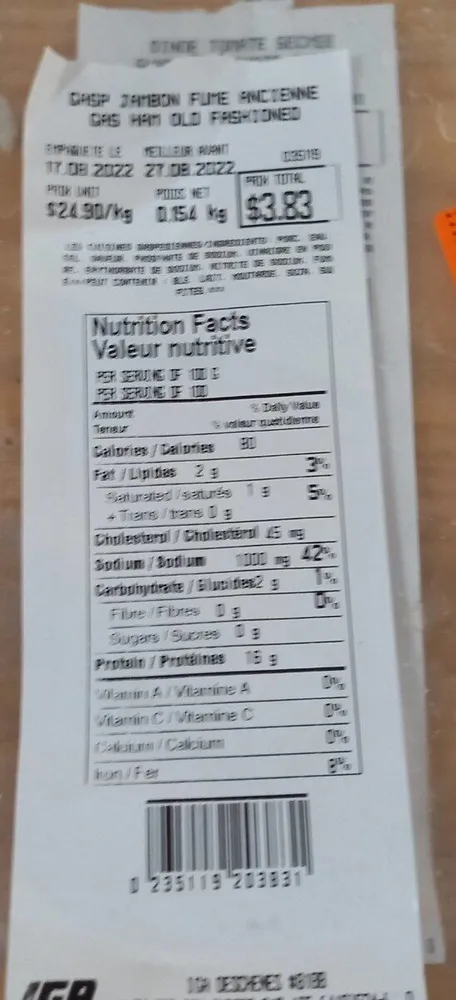 Gasp jambon fumé ancienne