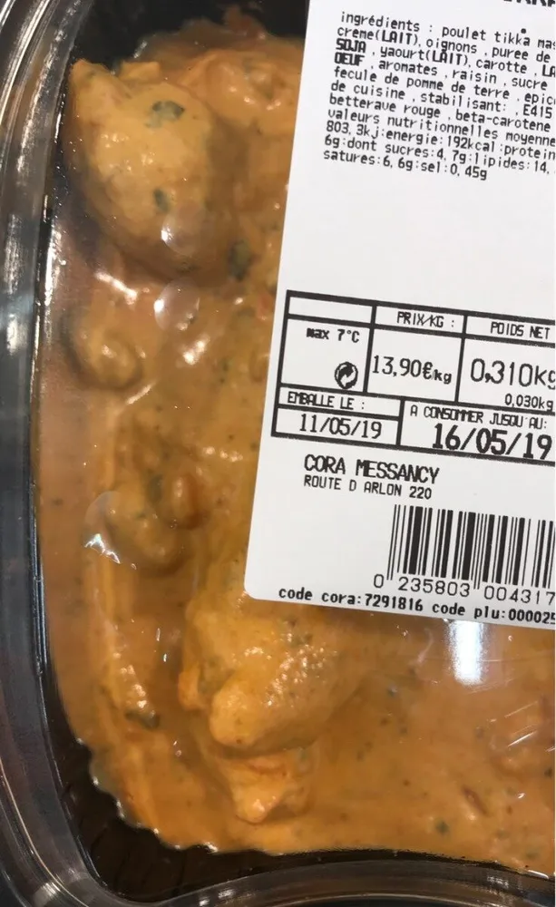 Poulet tikka massala