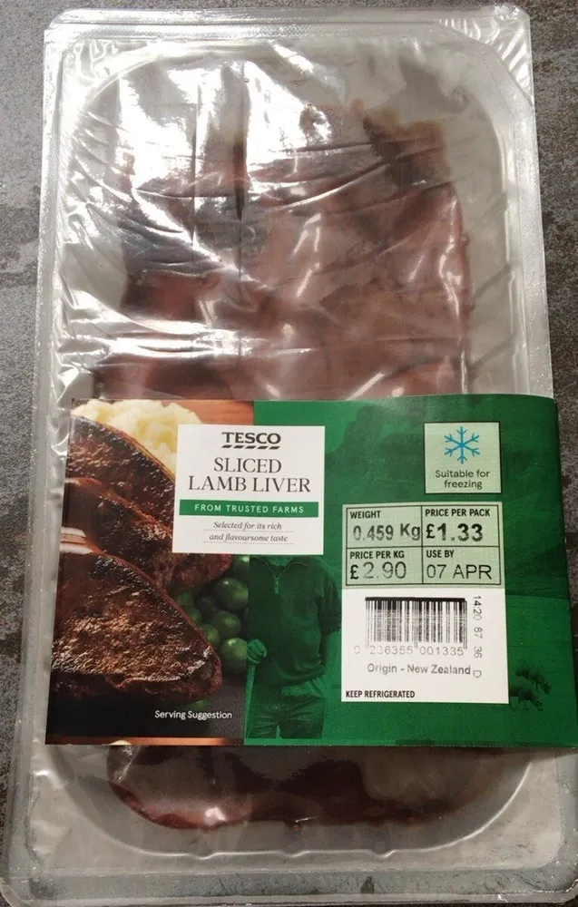 Sliced lamb liver