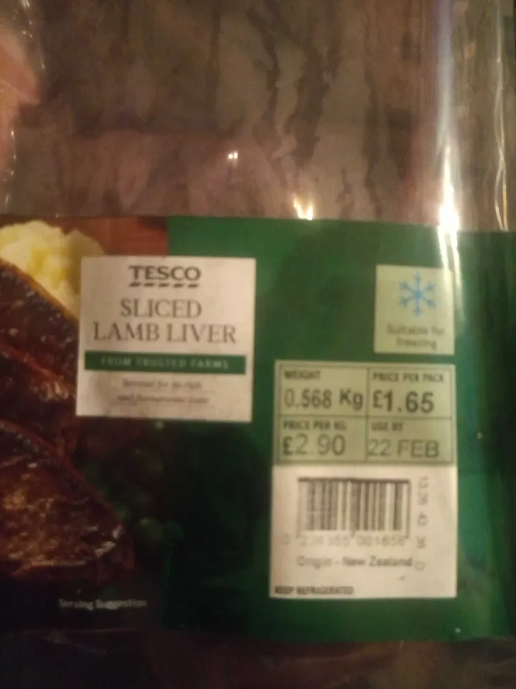 Sliced lamb liver
