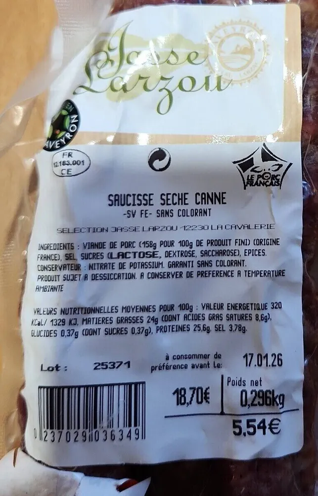 Saucisse sèche canne