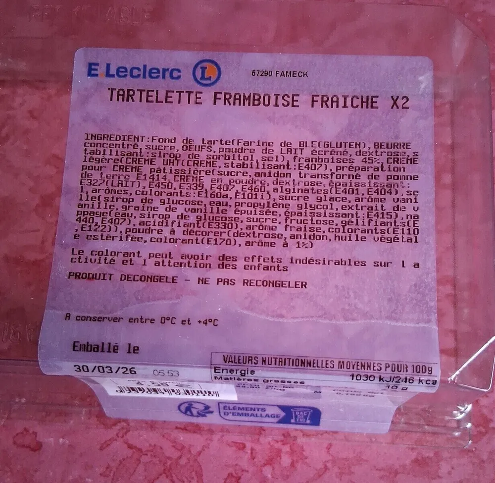Tartelette framboise fraîche x 2