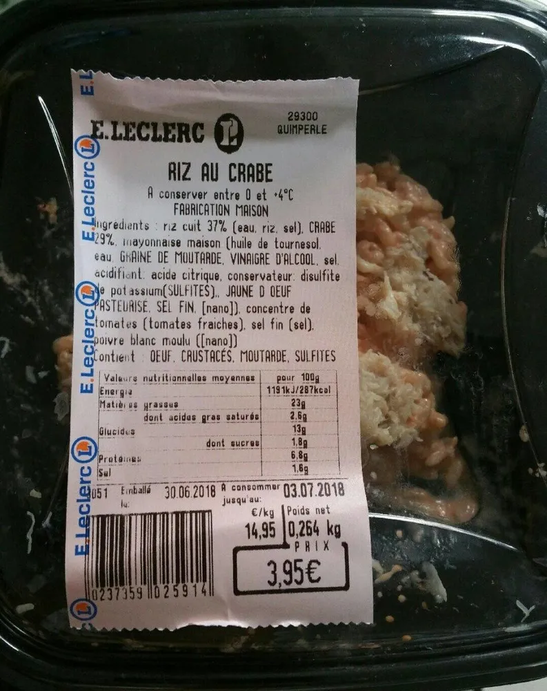 Riz au crabe fabrication maison leclerc