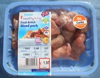 Tesco Fresh Diced Pork Topside 500G