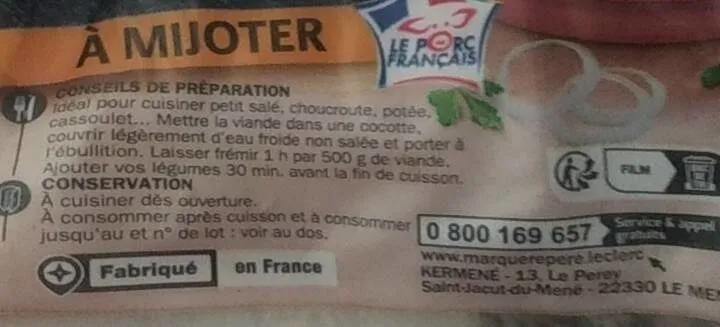Poitrine de porc demi sel