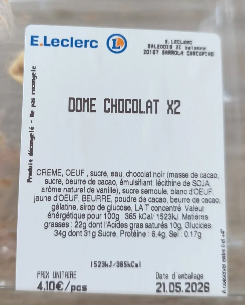 Dôme chocolat