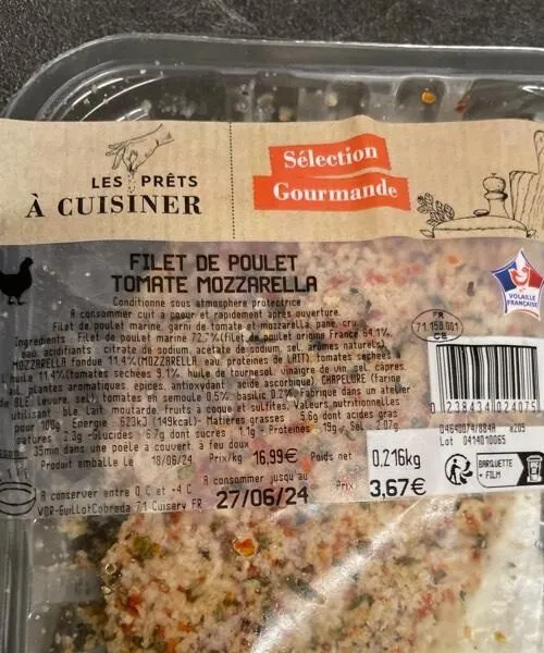 Filet de poulet tomate mozzarella
