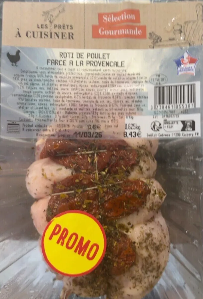Roti de poulet farce a la provençale