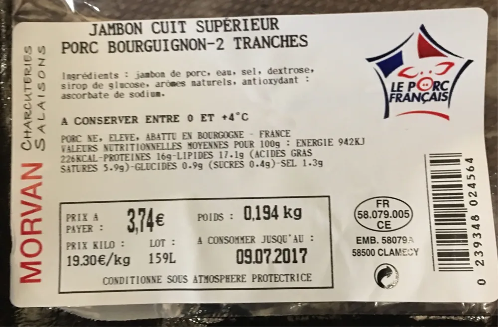 Jambon cuit superieur