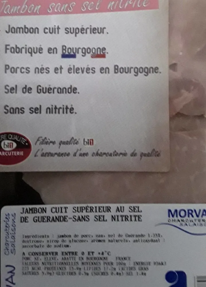 Jambon sans sel nitrite
