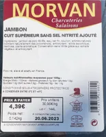 Jambon cuit supérieur sans sel nitrité ajouté