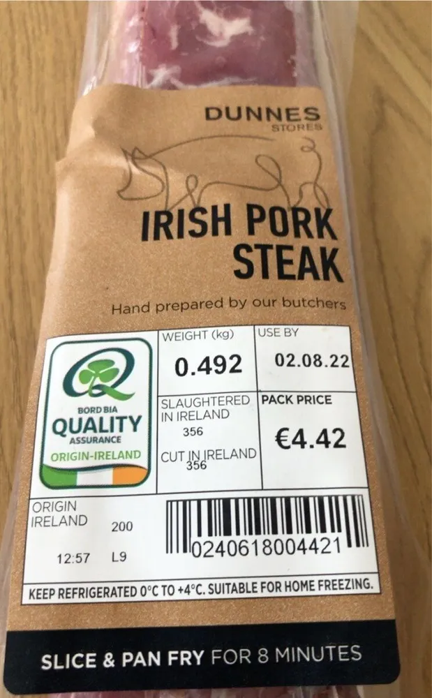 Irish pork steak