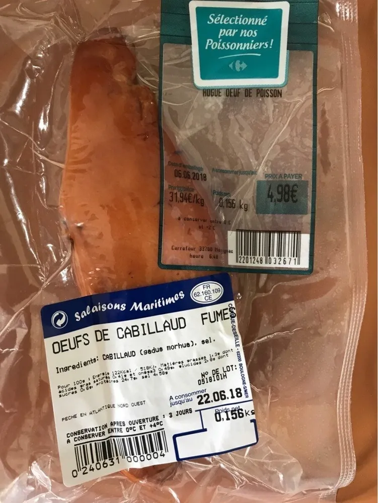 Oeufs de cabillaud fumés
