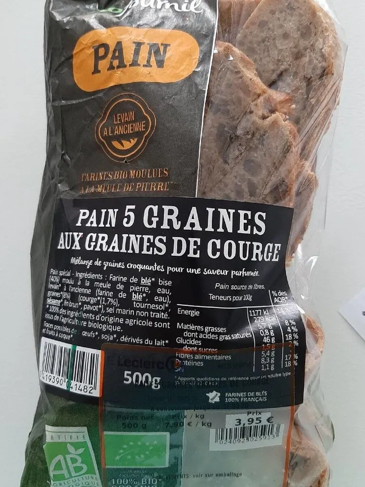 Pain 5 graines aux graines de courge