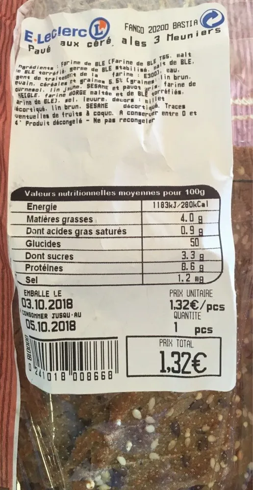 Pavé aux céreales