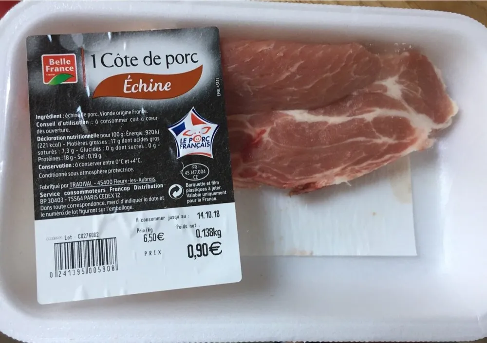 Cote de porc echine