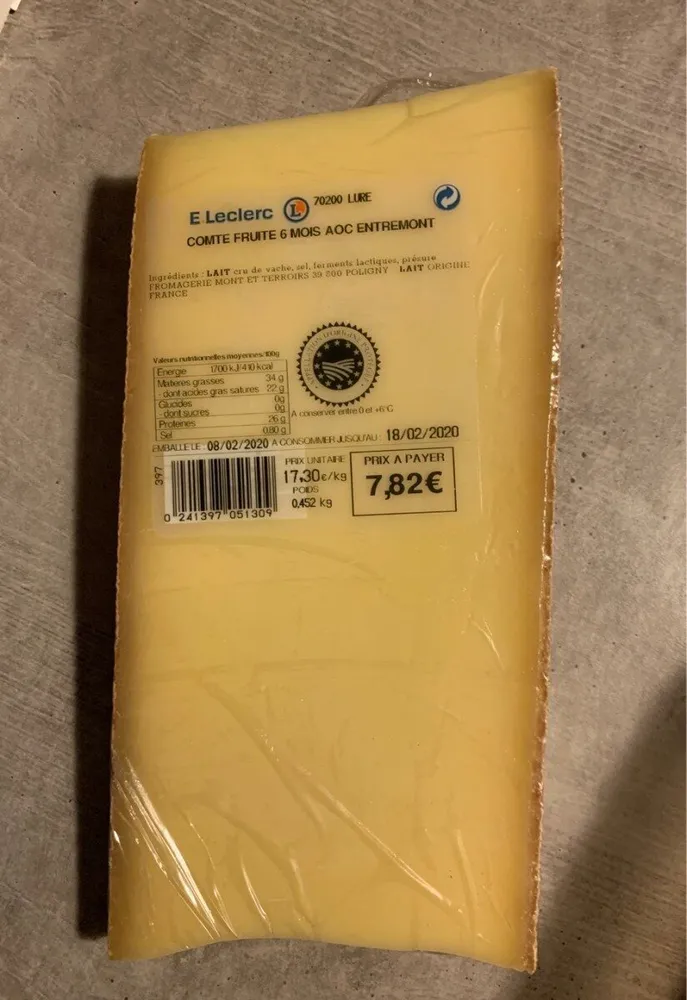 Comté fruité 6 mois aoc entremont