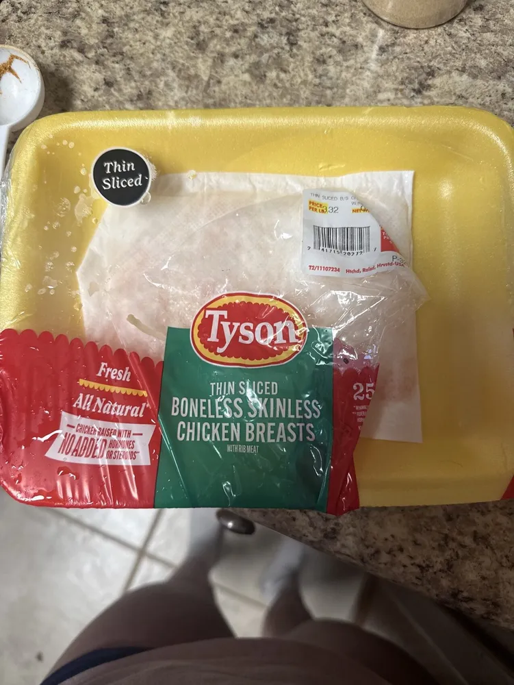 Thin sliced boneless chicken breast