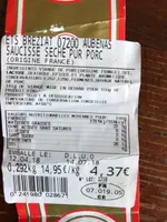 Saucisse seche pur porc