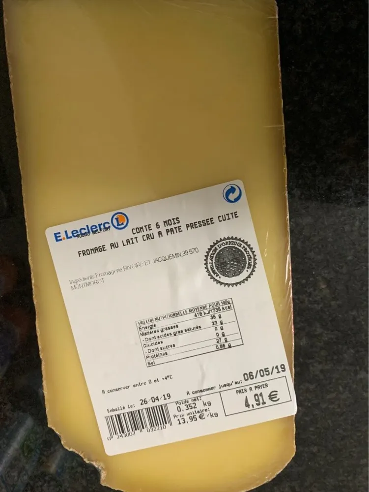 Comte fromage au lait cru