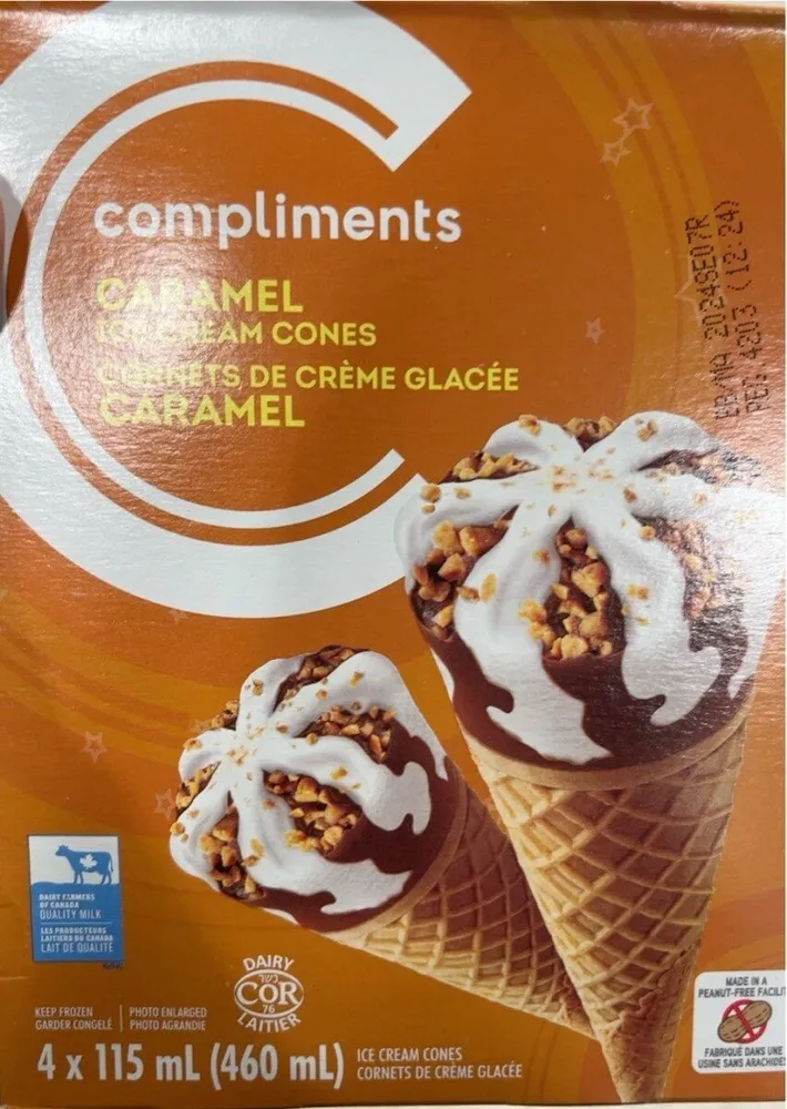 Caramel ice cream cones