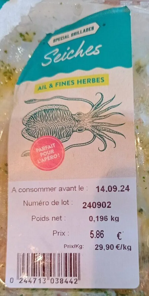 Seiches recette ail et fines herbes