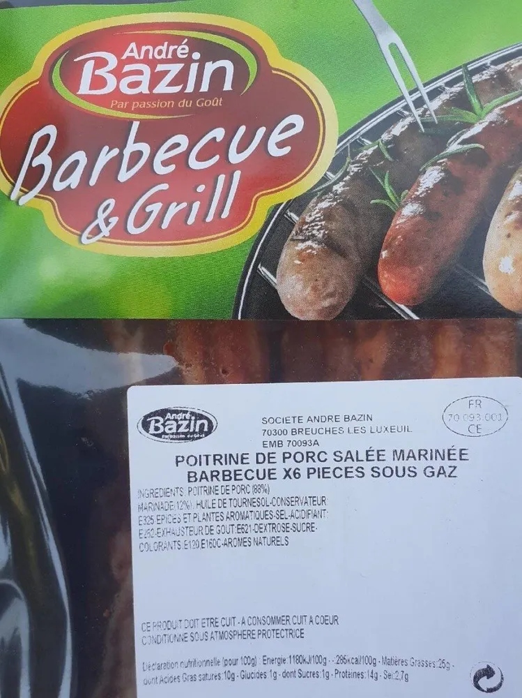 Poitrine de porc salée marinée