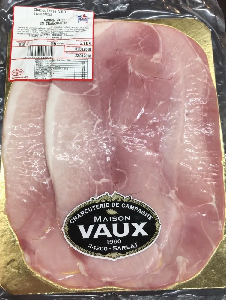Jambon cuit en tranches