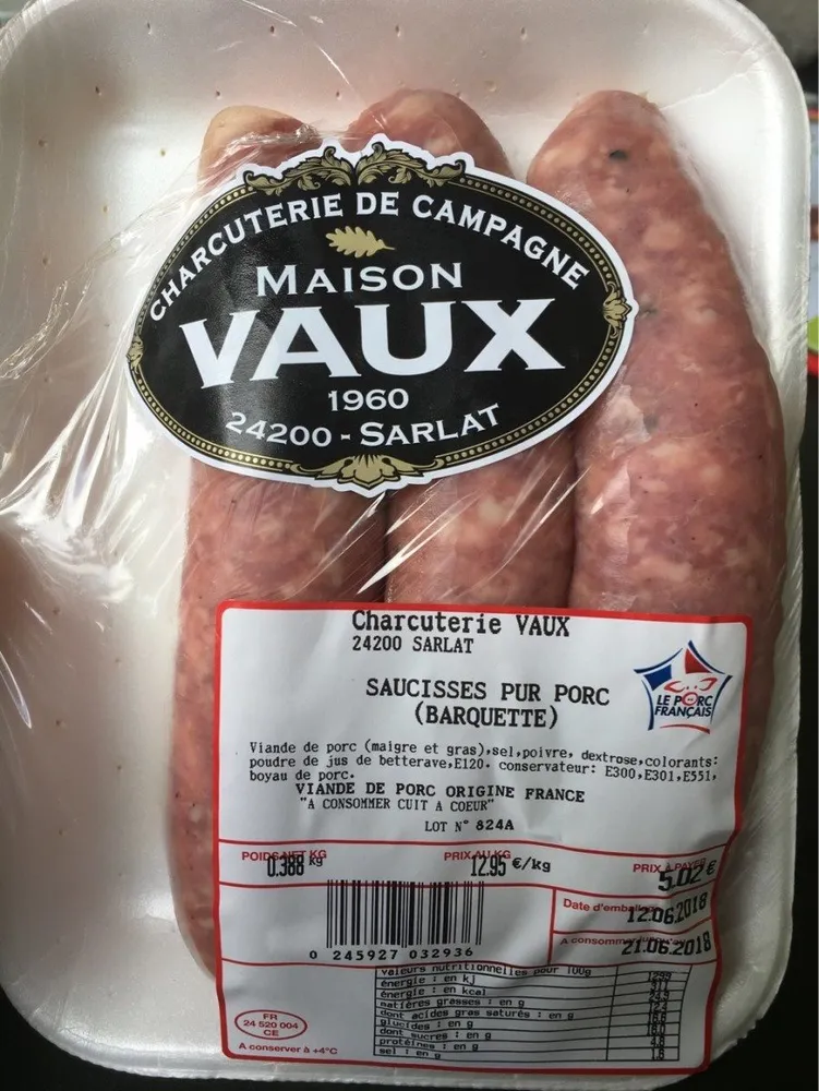 Saucisses pur porc