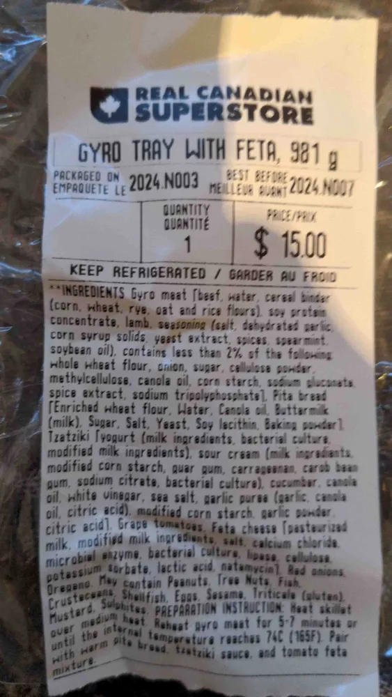Gyro tray with feta