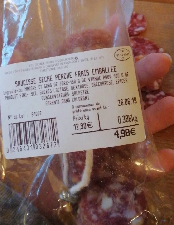 Saucisse sèche perche frais