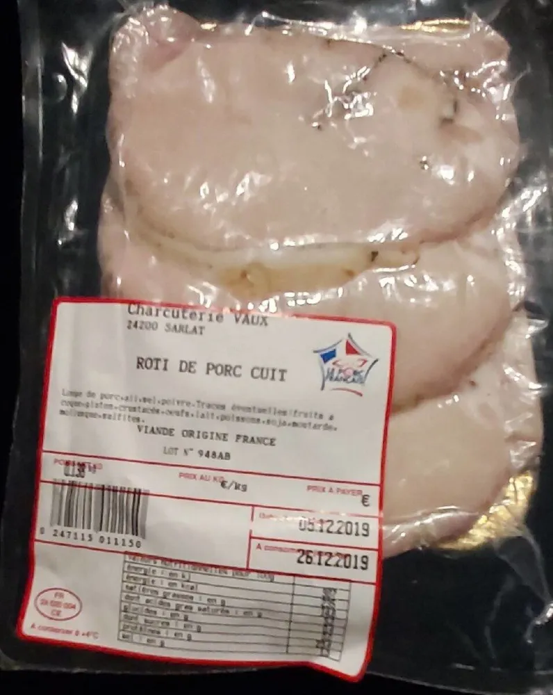 Rôti de porc cuit