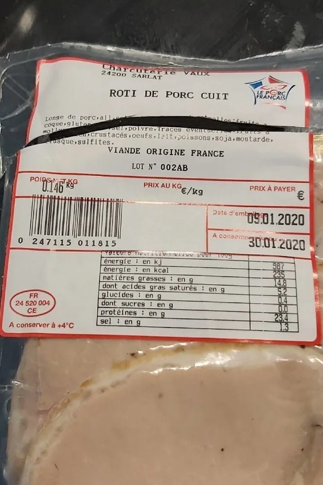 Rôti de porc cuit