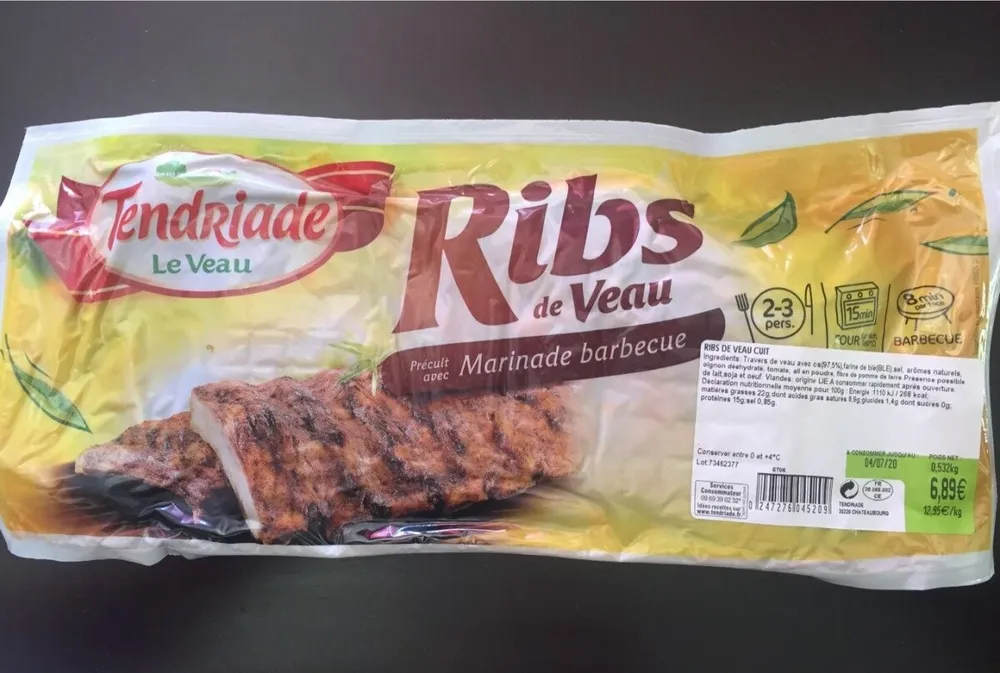 Ribs de veau précuit avec marinade barbecue
